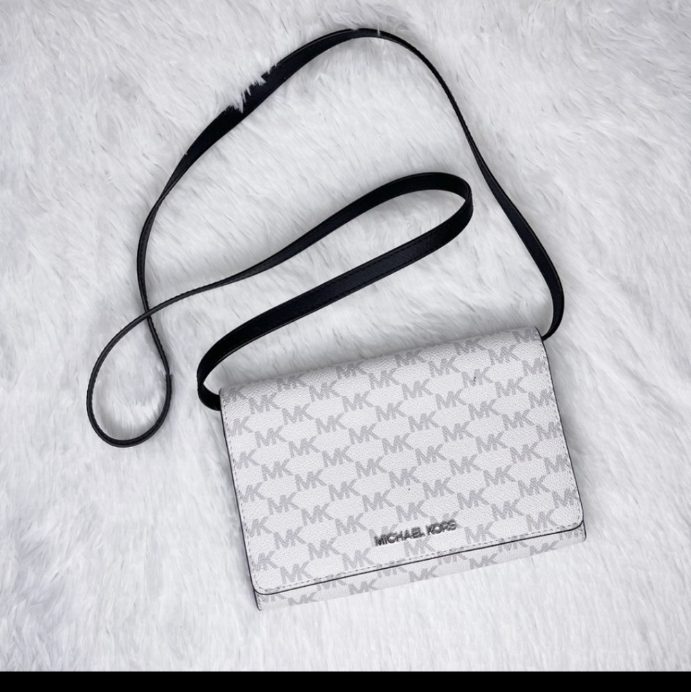 MICHAEL KORS / Jet Set Logo white crossbody purse